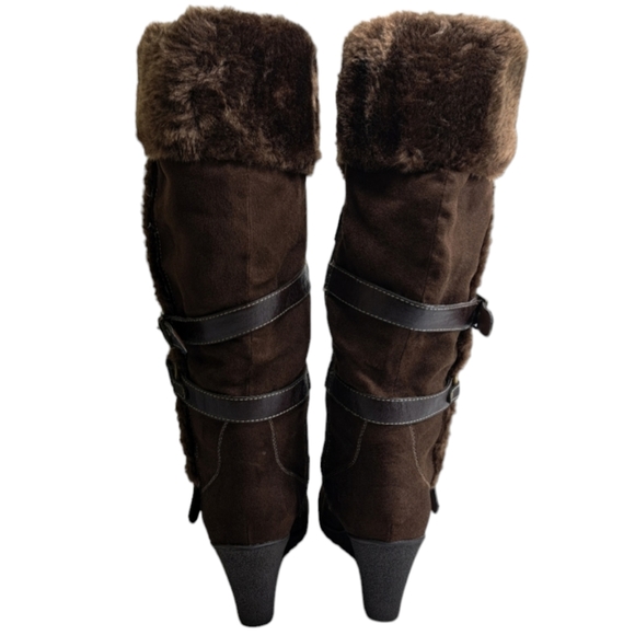 Canyon River Blues Suede Fur Lined Knee High Winter Women's Brown Boots 8 1/2 - Picture 5 of 16